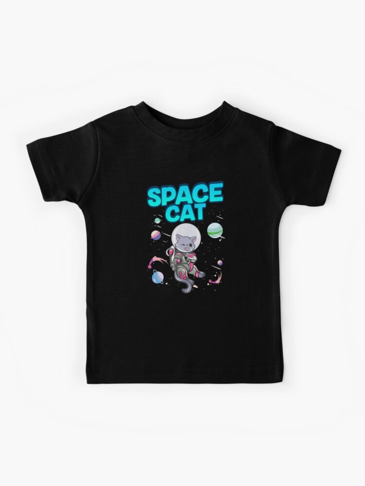 Adorable Space Cat Cute Kitty Astronaut Exploring Kids T-Shirt