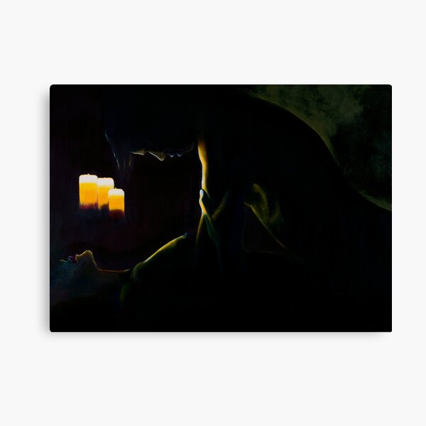 "Afterglow" - oil painting of silhouetted figures Canvas Print