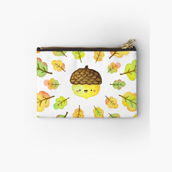 Item preview, Happy Kawaii Acorn in a Pattern of Autumn Leaves designed and sold by Tatyana Deniz.