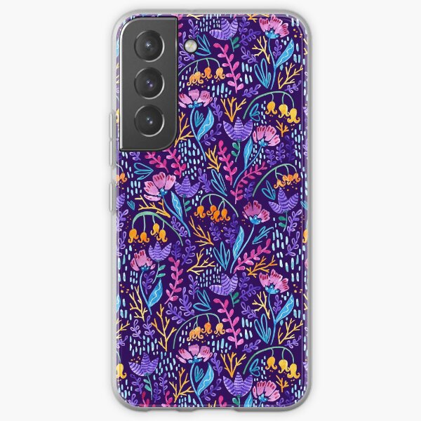 Wonderland Flower Pattern - Dark Purple Samsung Galaxy Soft Case