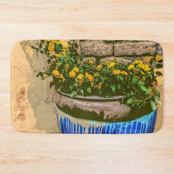 Item preview, Blue Clay Pot with Yellow Flowers designed and sold by William E Lopez.