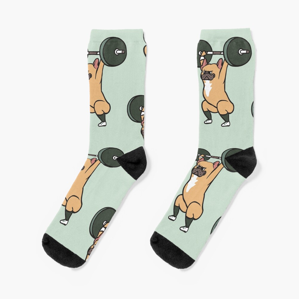 "The snatch weightlifting French Bulldog" Socks for Sale by Huebucket
