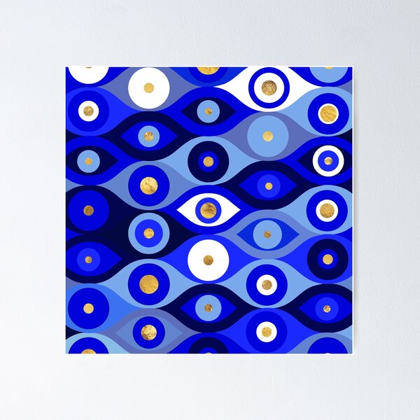 Aperçu de l'œuvre Grec Mati Mataki - Matiasma Evil Eye blues créée et vendue par k9printart.
