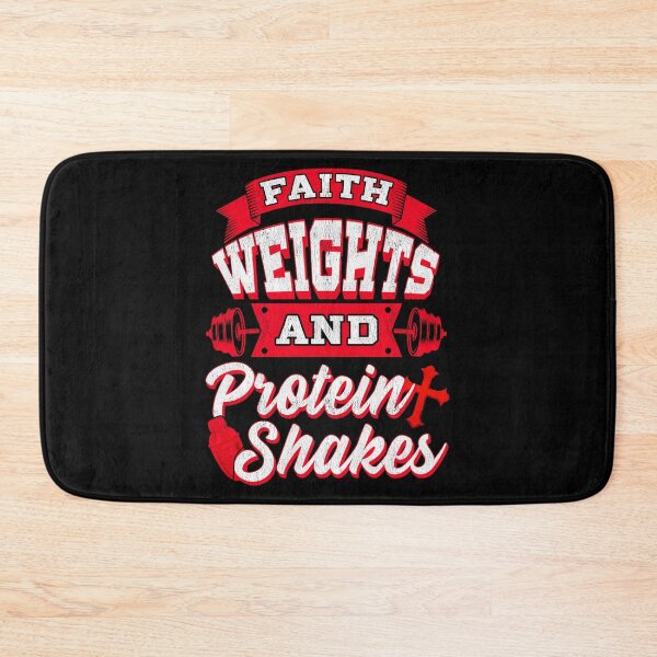 Artikelvorschau, Glaube Gewichte und Protein Shakes Religion Workout entworfen und verkauft von perfectpresents.