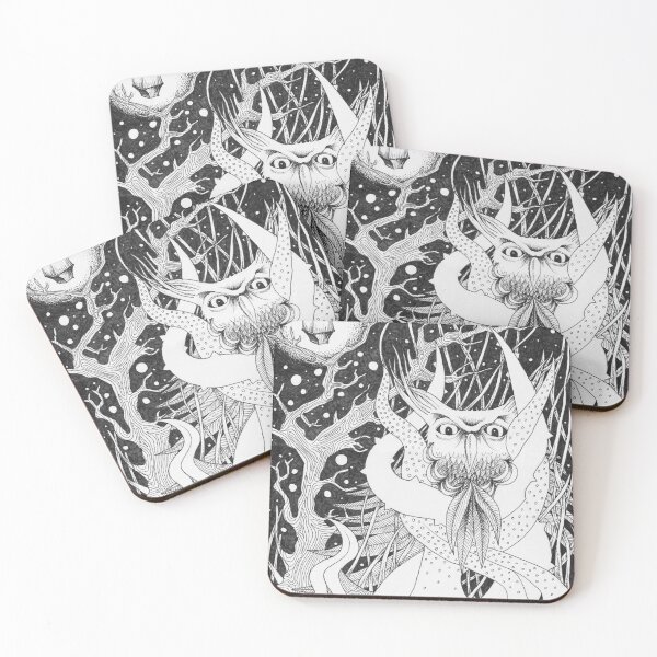 Item preview, Night Owl black and white illustration designed and sold by adelacreative.