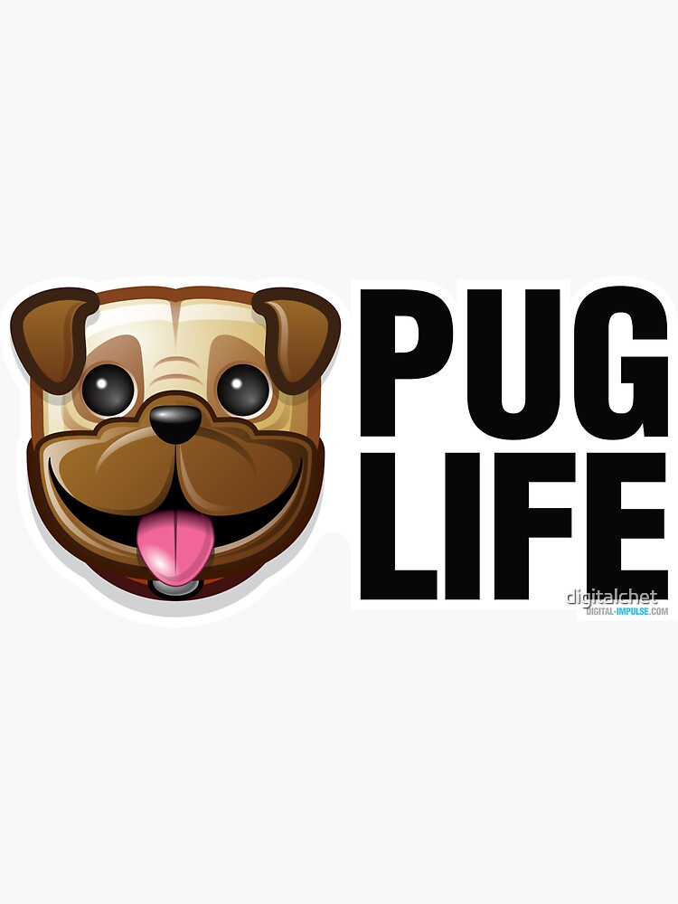 Thumbnail 3 of 3, Sticker, Pug Life designed and sold by digitalchet.