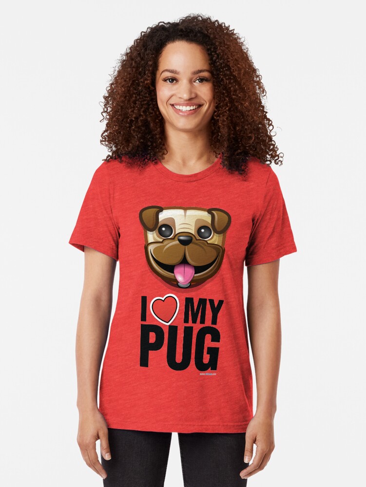Alternate view of I Love My Pug Tri-blend T-Shirt