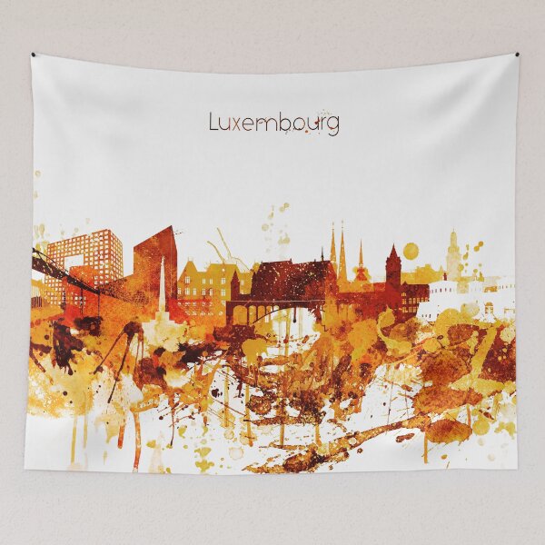 Item preview, Luxembourg City Red Yellow Skyline designed and sold by DimDom.