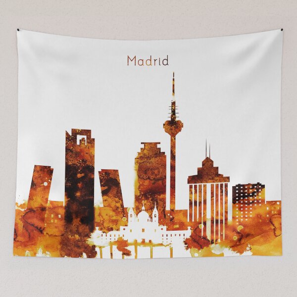 Item preview, Madrid Spain Red Yellow Skyline designed and sold by DimDom.