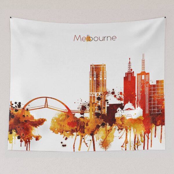 Item preview, Melbourne Australia Red Yellow Skyline designed and sold by DimDom.
