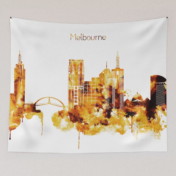 Item preview, Melbourne Australia Red Yellow Skyline designed and sold by DimDom.