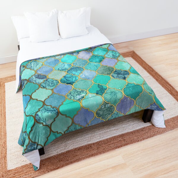 Item preview, Cool Jade & Icy Mint Decorative Moroccan Tile Pattern designed and sold by micklyn.