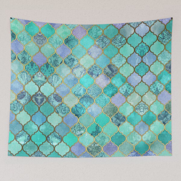 Item preview, Cool Jade & Icy Mint Decorative Moroccan Tile Pattern designed and sold by micklyn.