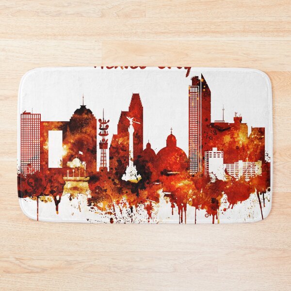 Item preview, Mexico City Red Yellow Skyline designed and sold by DimDom.