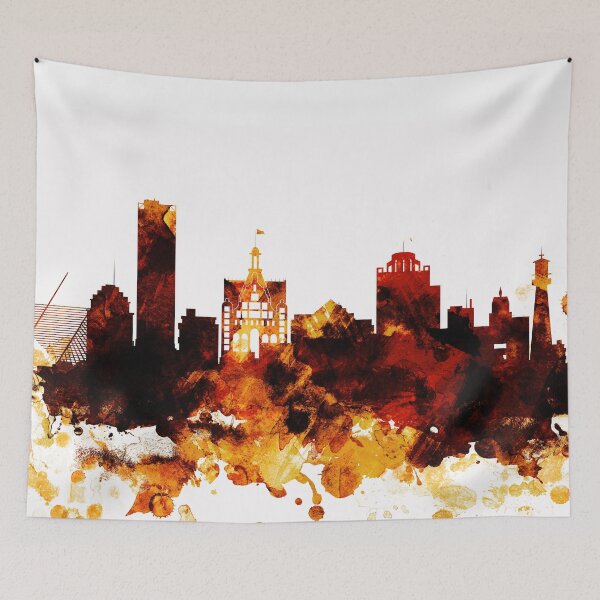 Item preview, Milwaukee Wisconsin Red Yellow Skyline designed and sold by DimDom.