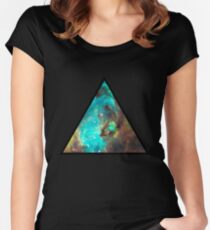Green Galaxy Triangle Women's Fitted Scoop T-Shirt