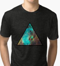 Green Galaxy Triangle Tri-blend T-Shirt
