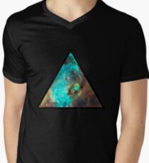 Green Galaxy Triangle Men's V-Neck T-Shirt