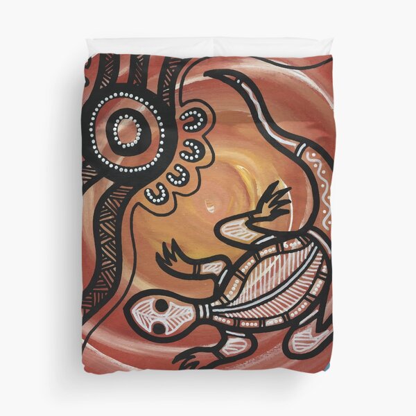 Authentic Aboriginal Art - Lizard Duvet Cover
