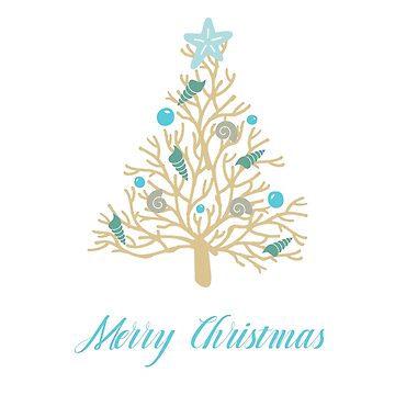 Artwork thumbnail, Coral and Seashell Christmas Tree by Coastal-Designs