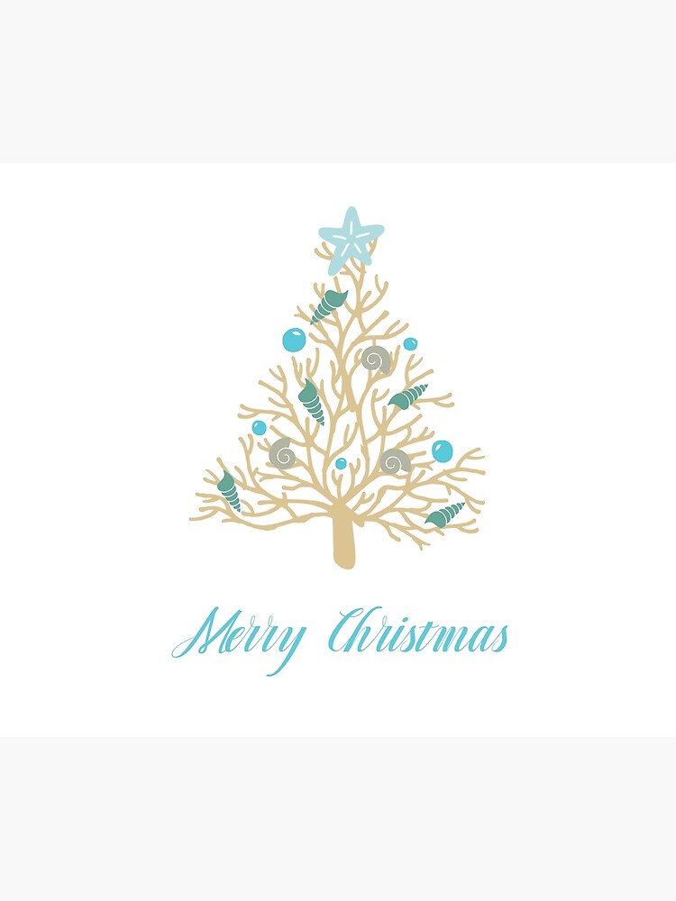 Thumbnail 5 of 5, Shower Curtain, Coral and Seashell Christmas Tree designed and sold by Coastal-Designs.