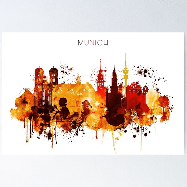 Item preview, Munich Germany Red Yellow Skyline designed and sold by DimDom.