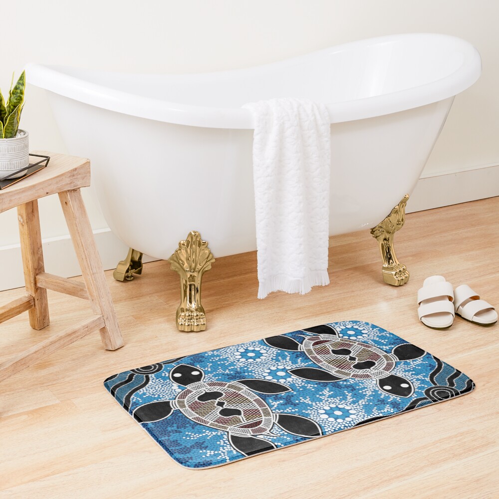 Authentic Aboriginal Art - Sea Turtles Bath Mat