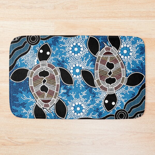 Authentic Aboriginal Art - Sea Turtles Bath Mat