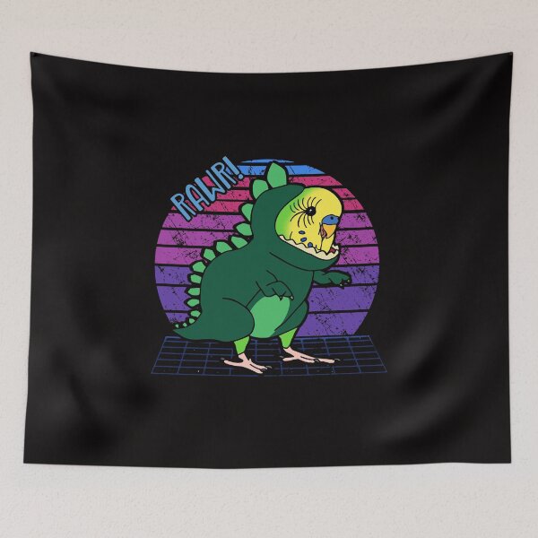 Item preview, Aesthetic Vaporwave Green Budgie Dinosaur Doodle designed and sold by FandomizedRose.