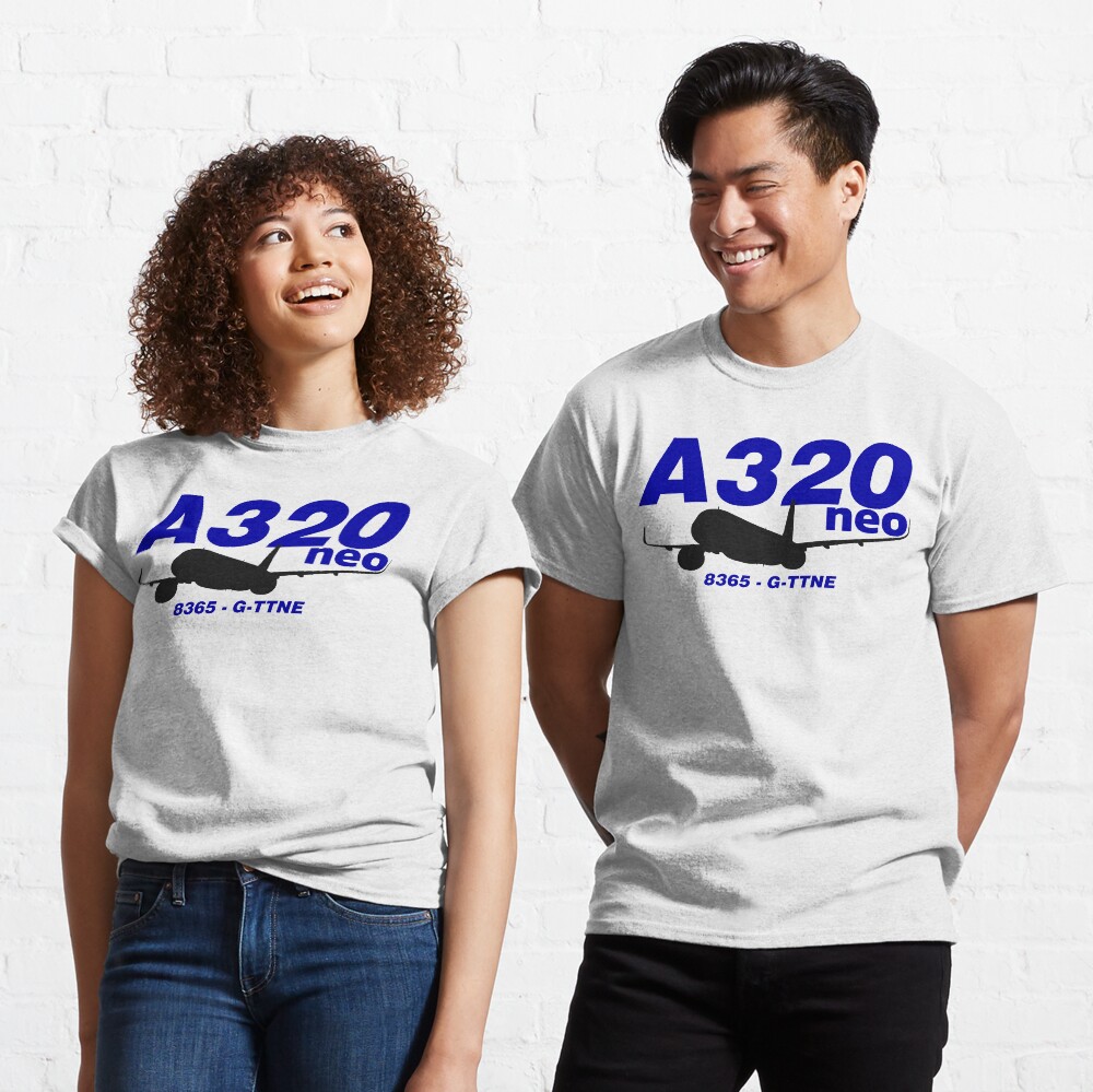 A320neo 8365 G-TTNE (Black Print) Classic T-Shirt