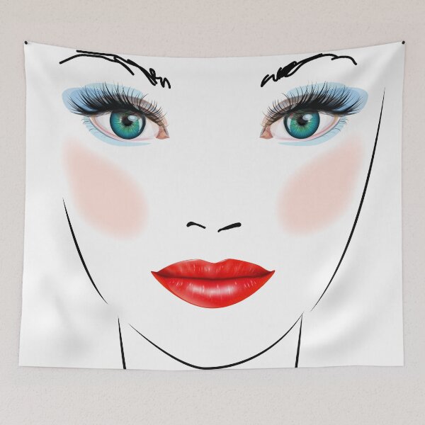 Item preview, Woman face Drawing with red lips funny Lady Face designed and sold by mashmosh.