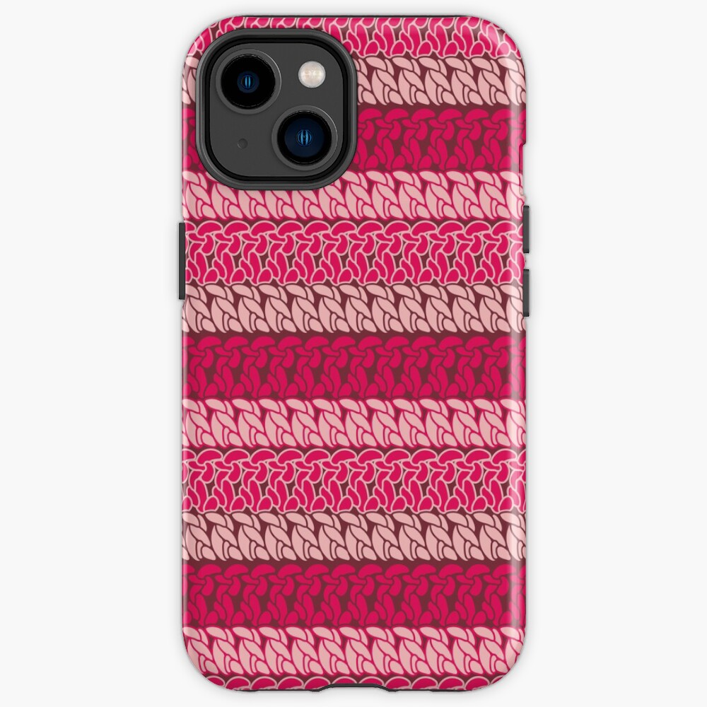 Faux double crochet stitch pattern with pink, wine red and blush pink iPhone Case