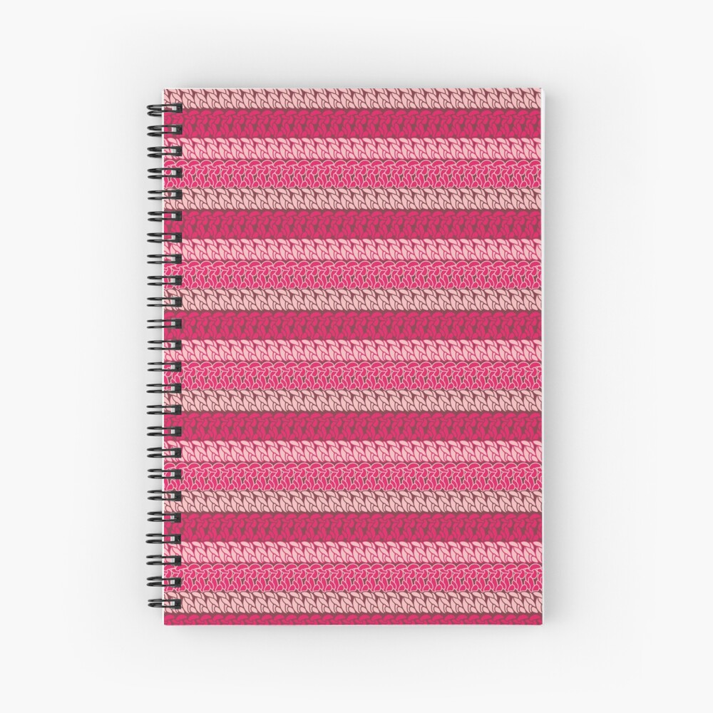 Faux double crochet stitch pattern with pink, wine red and blush pink Spiral Notebook
