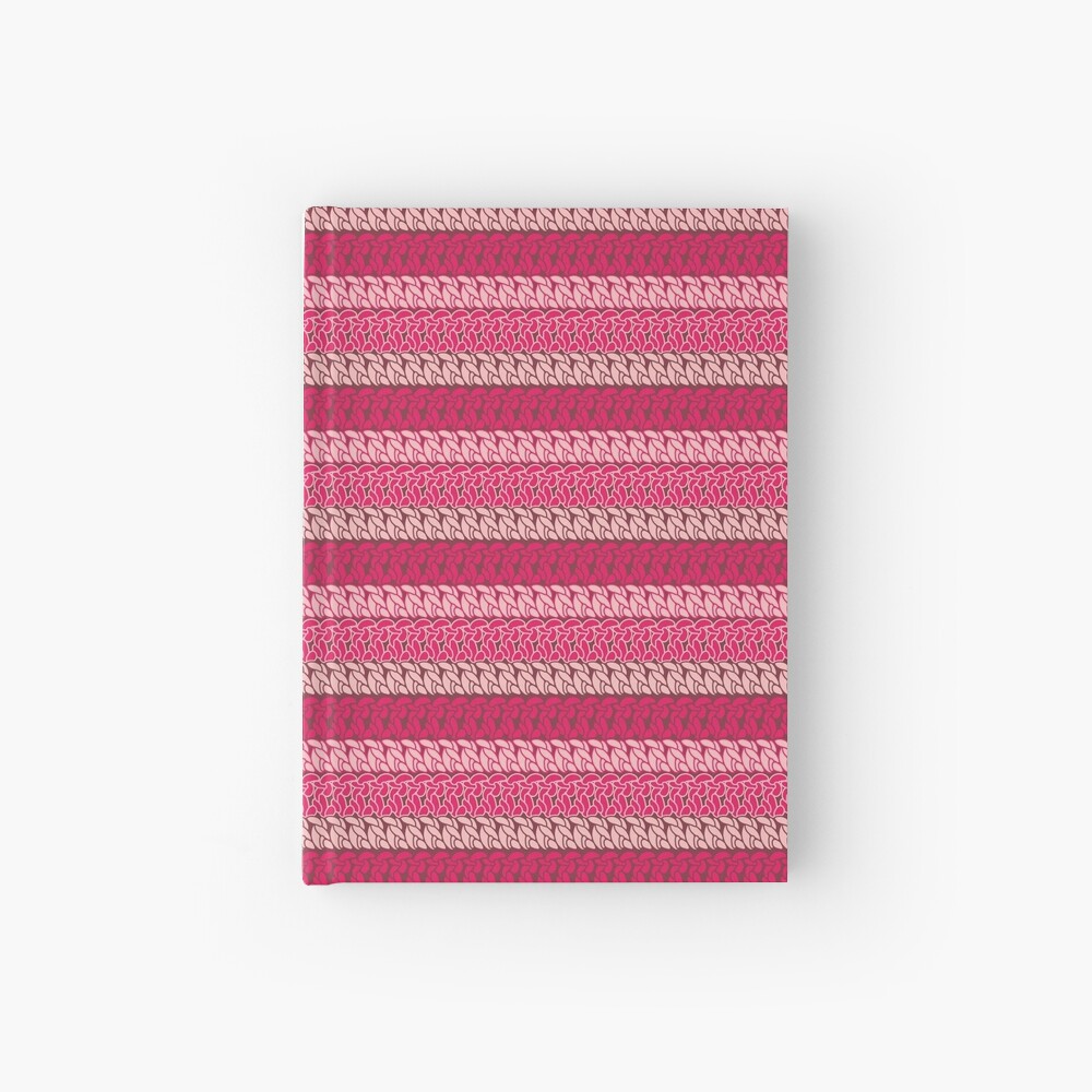 Faux double crochet stitch pattern with pink, wine red and blush pink Hardcover Journal