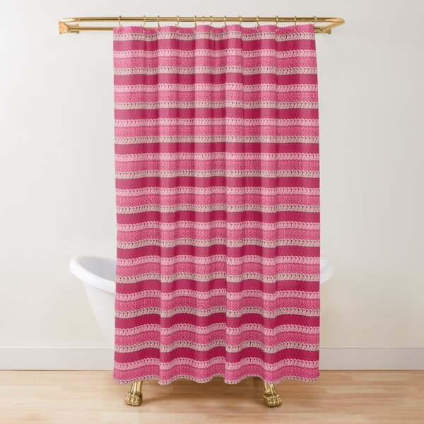 Faux double crochet stitch pattern with pink, wine red and blush pink Shower Curtain