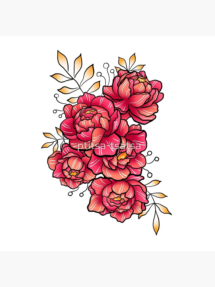 Bolsa de tela «Peonía Flor Peonías Rosa Rojo Verano Jardín Flores Bosquejo  Floral» de ptitsa-tsatsa | Redbubble