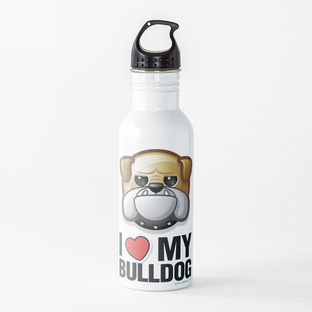 I Love My Bulldog Water Bottle
