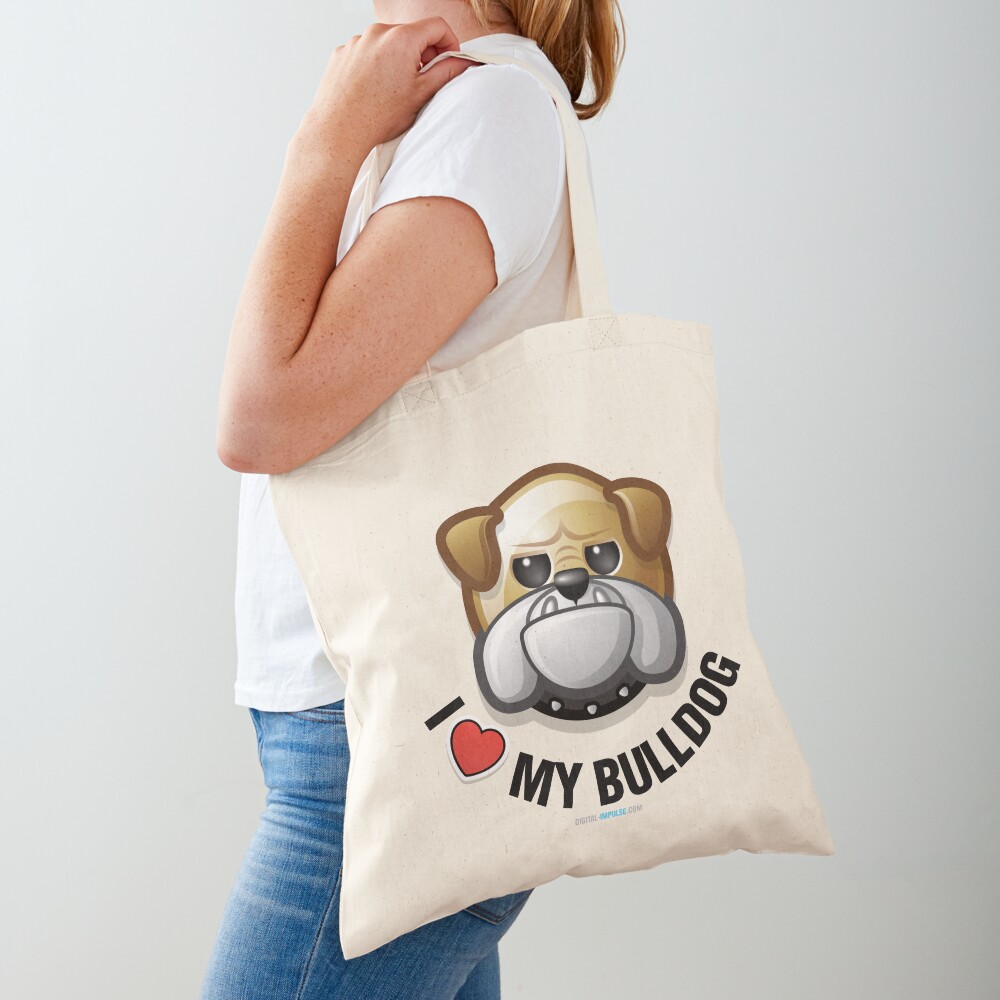 I Love My Bulldog Tote Bag