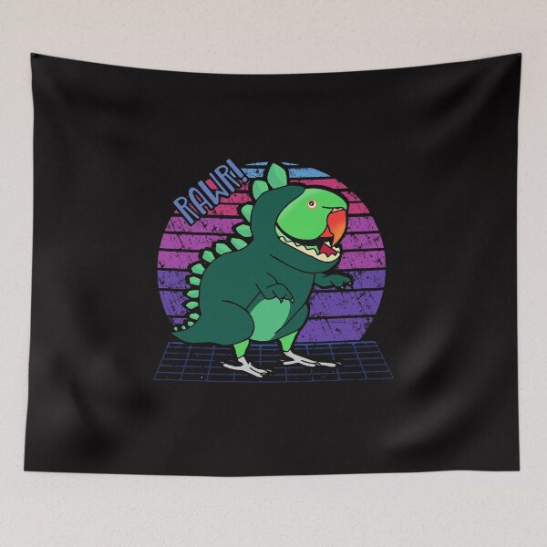 Item preview, Aesthetic Vaporwave Green Indian Ringneck Dinosaur Doodle designed and sold by FandomizedRose.