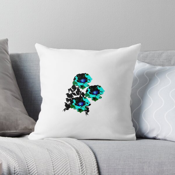 blue flowers Throw Pillow