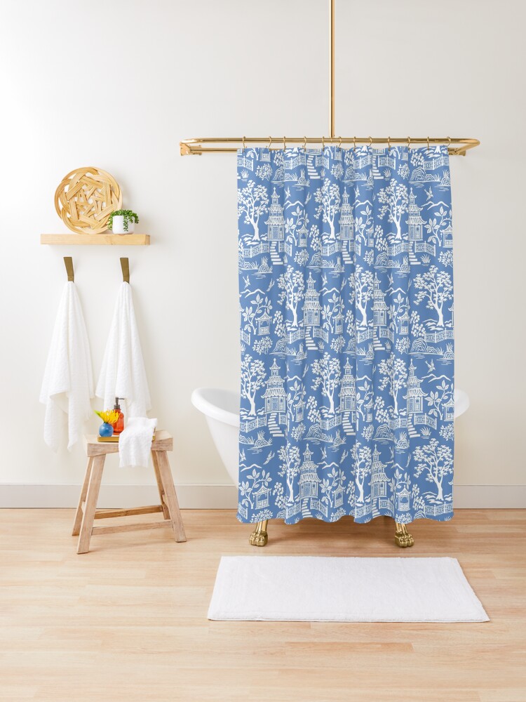 Thumbnail 1 of 5, Shower Curtain, Chinoiserie Pagoda designed and sold by bpixton.