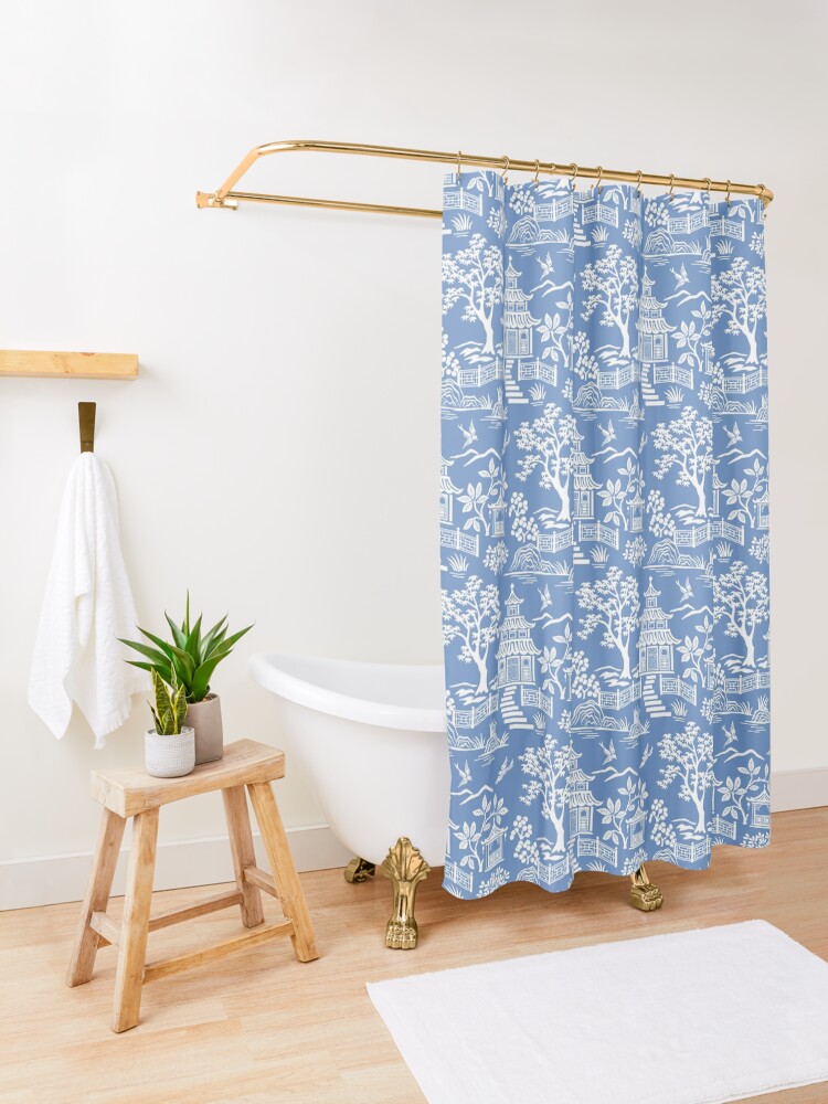 Thumbnail 3 of 5, Shower Curtain, Chinoiserie Pagoda designed and sold by bpixton.