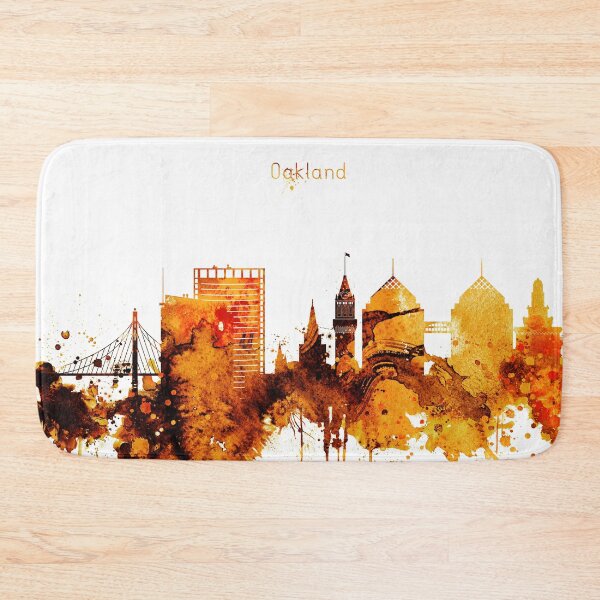 Item preview, Oakland California Red Yellow Skyline designed and sold by DimDom.