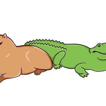 Capybara with a crocodile Sticker for Sale by manydoodles