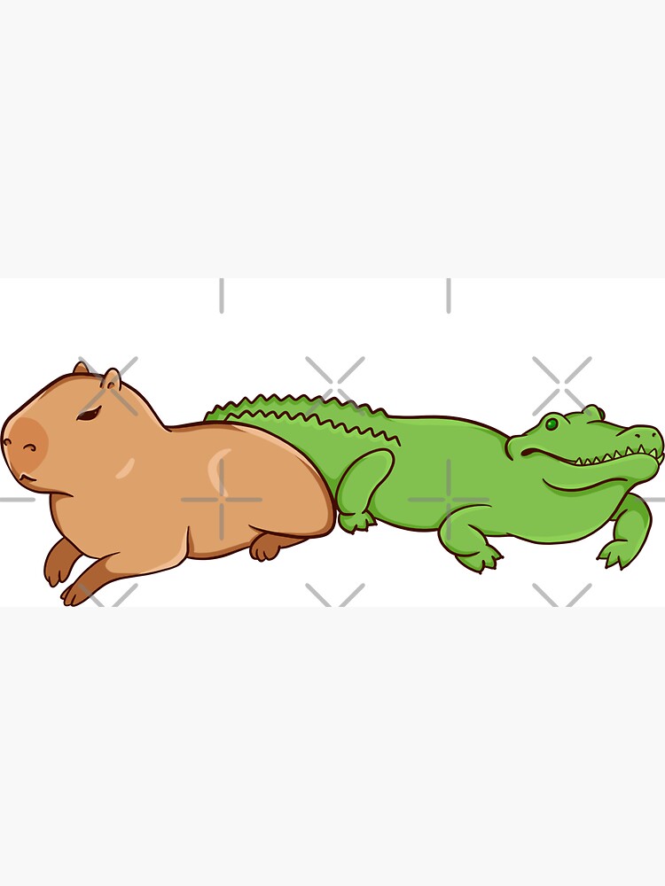 Magnet for Sale mit Capybara mit einem Krokodil von manydoodles