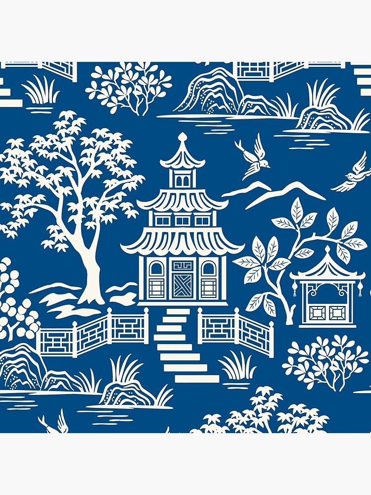 Thumbnail 5 of 5, Coasters (Set of 4), Chinoiserie Pagoda Dark Blue designed and sold by bpixton.