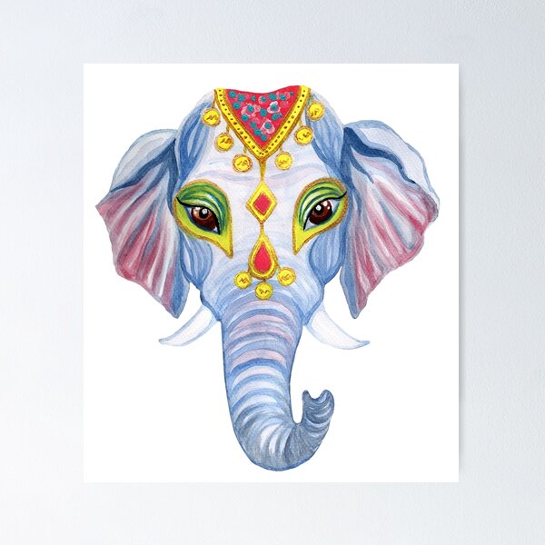 Item preview, Cute Decorated Watercolor Elephant designed and sold by Ivy Lily Art.