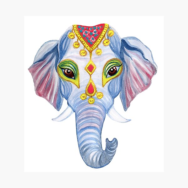 Item preview, Cute Decorated Watercolor Elephant designed and sold by Ivy Lily Art.