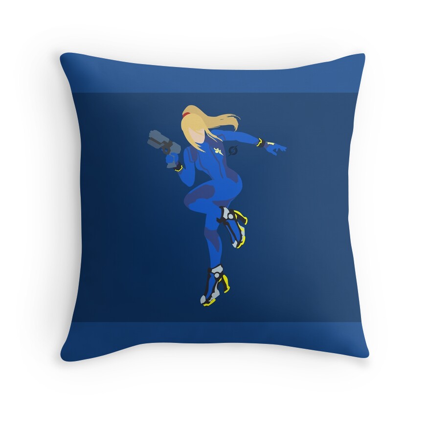 Zero Suit Samus Dark Blue Super Smash Bros Throw Pillows By Samaran Redbubble 