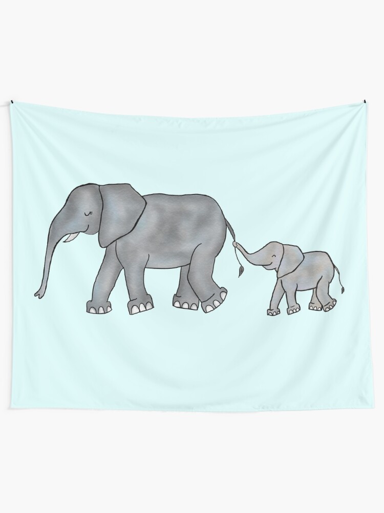 I Will Never Forget You Mama And Baby Elephant Tapestry By